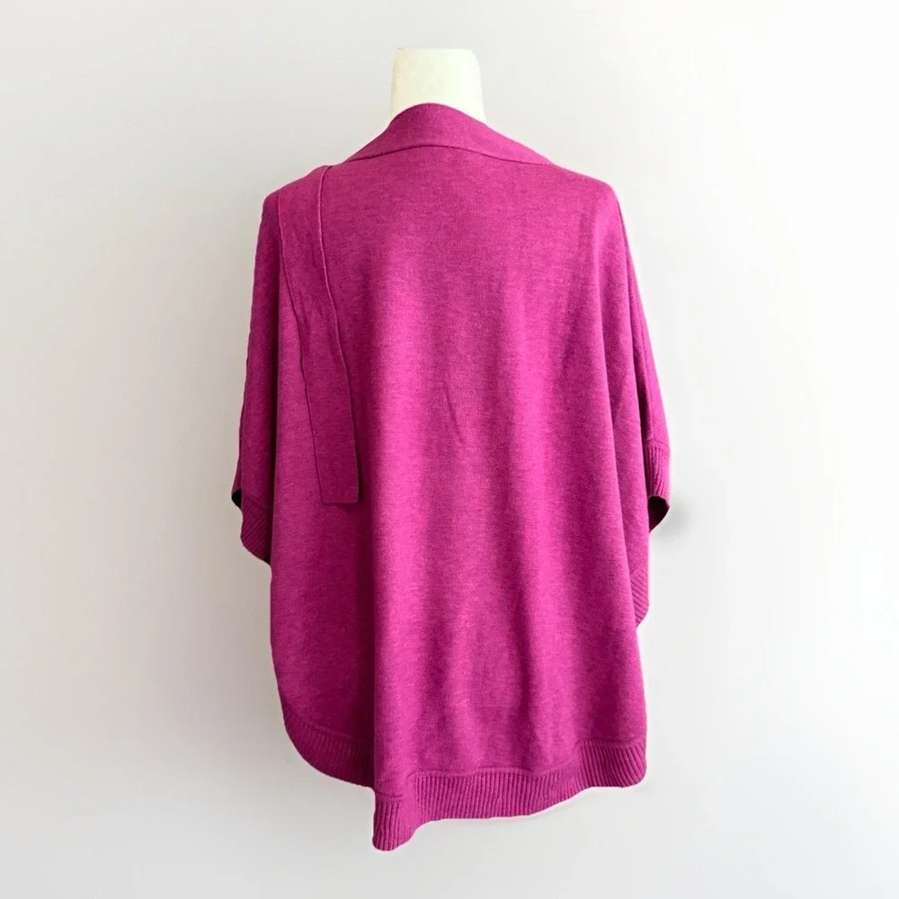 Talbots Tie Neck Soft Knit Poncho Cape Pink Purple Top Layer Sash Lightweight Lg - Picture 6 of 12